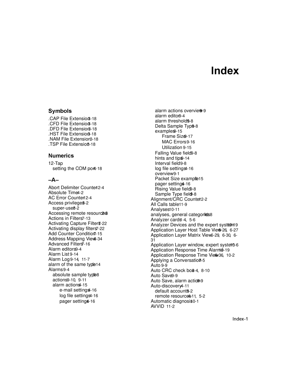 Finisar Surveyor manual Index 