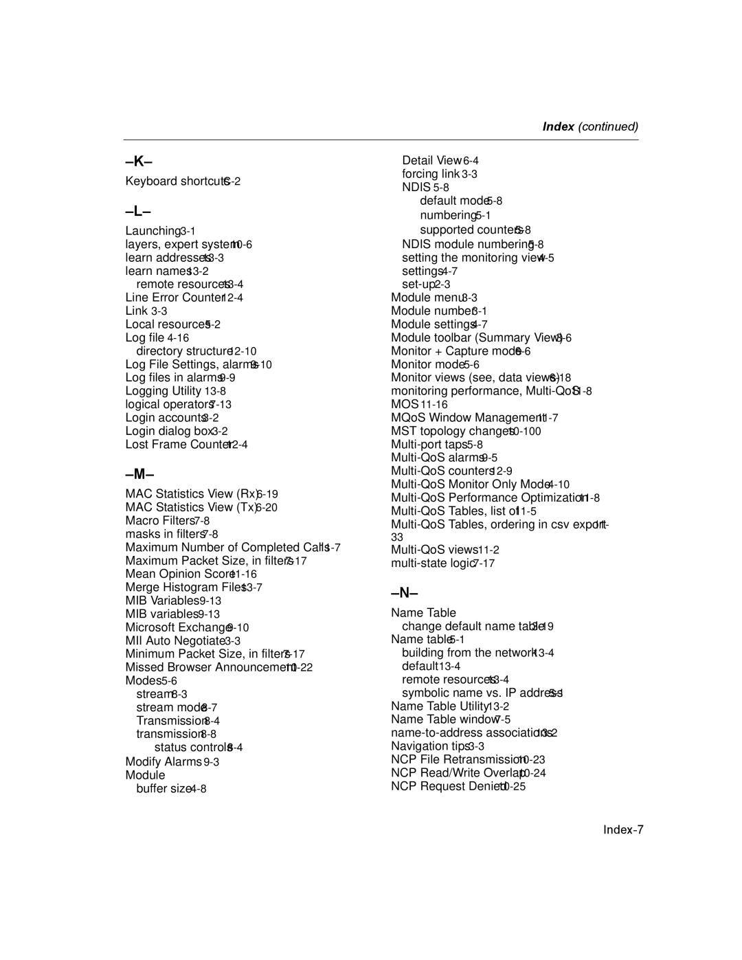 Finisar Surveyor manual Index-7 