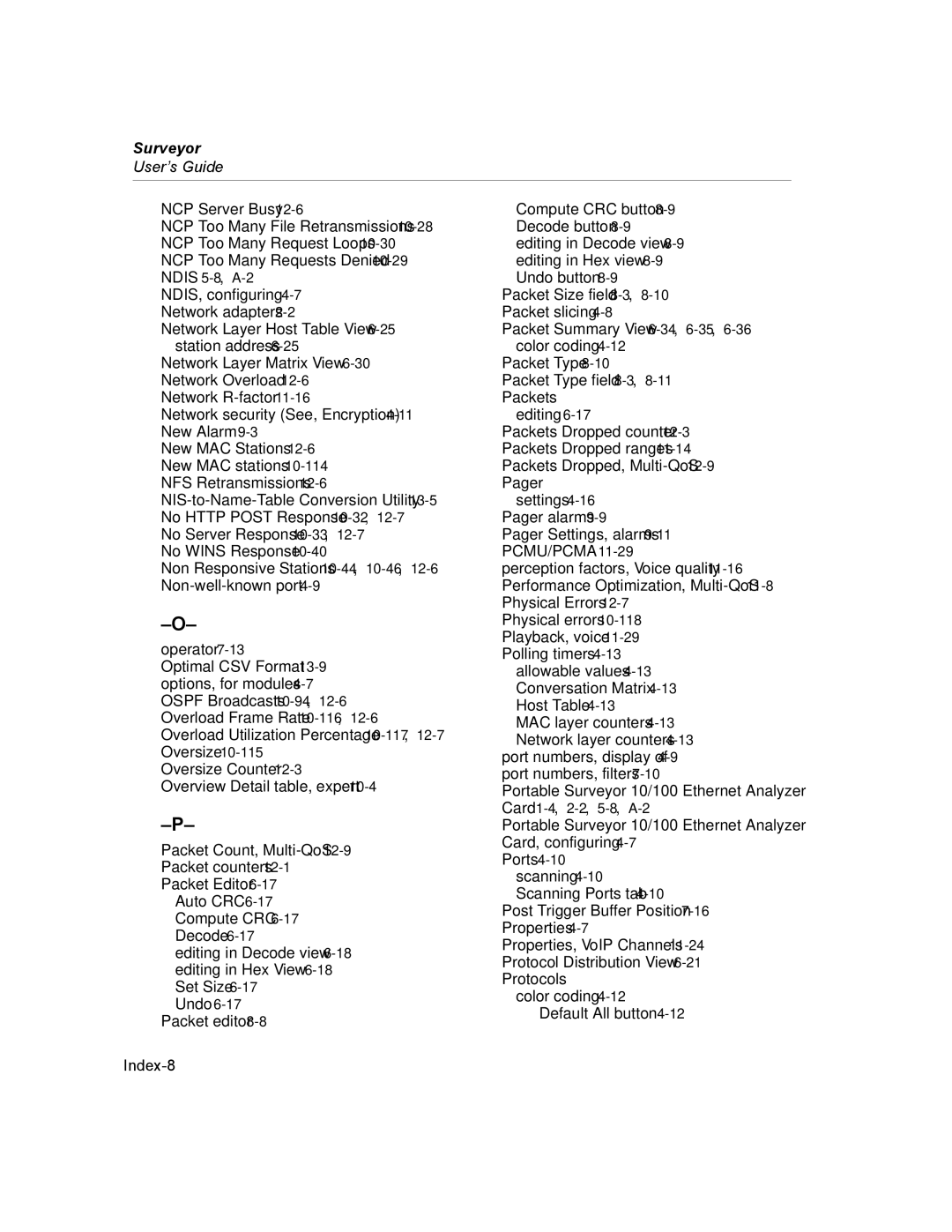 Finisar Surveyor manual Index-8 