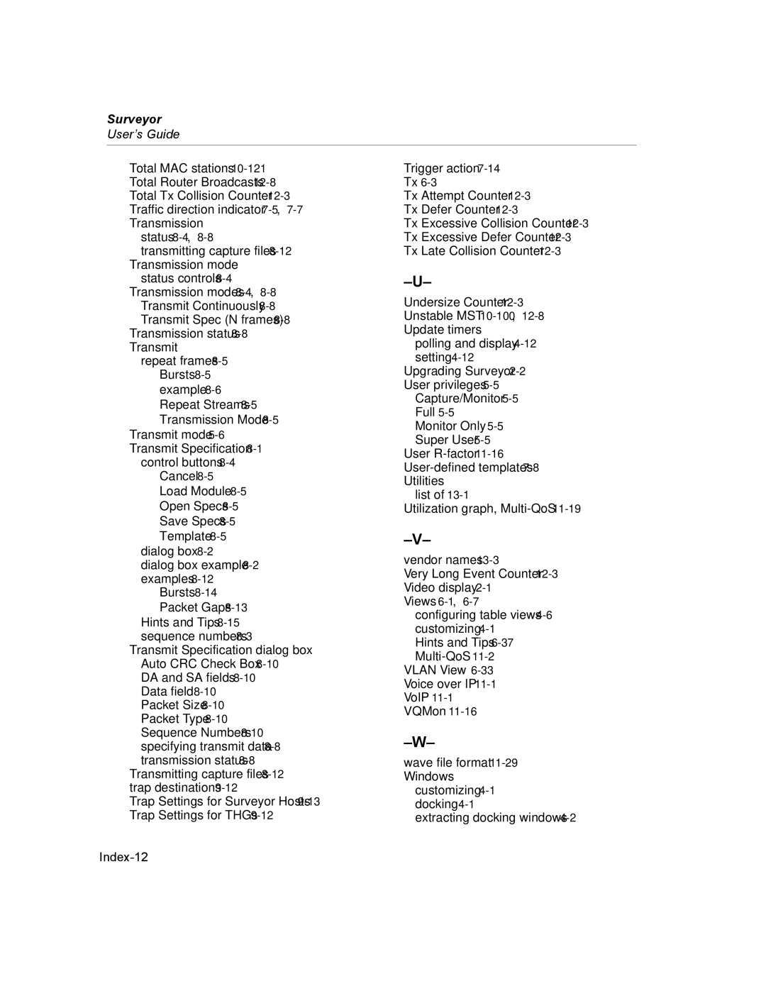 Finisar Surveyor manual Index-12 