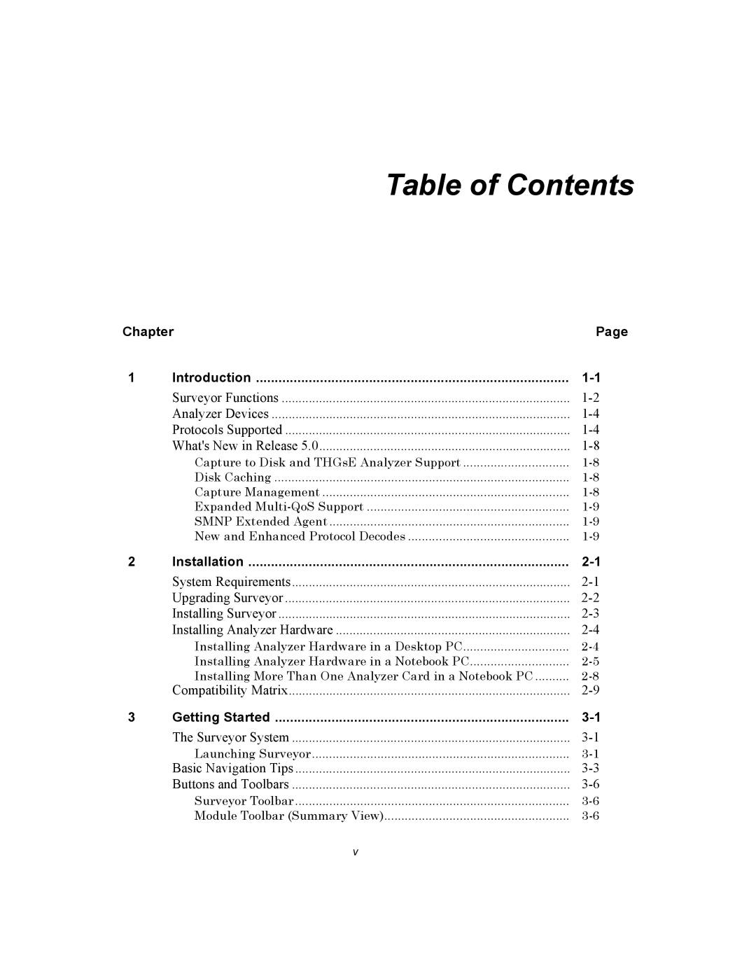 Finisar Surveyor manual Table of Contents 