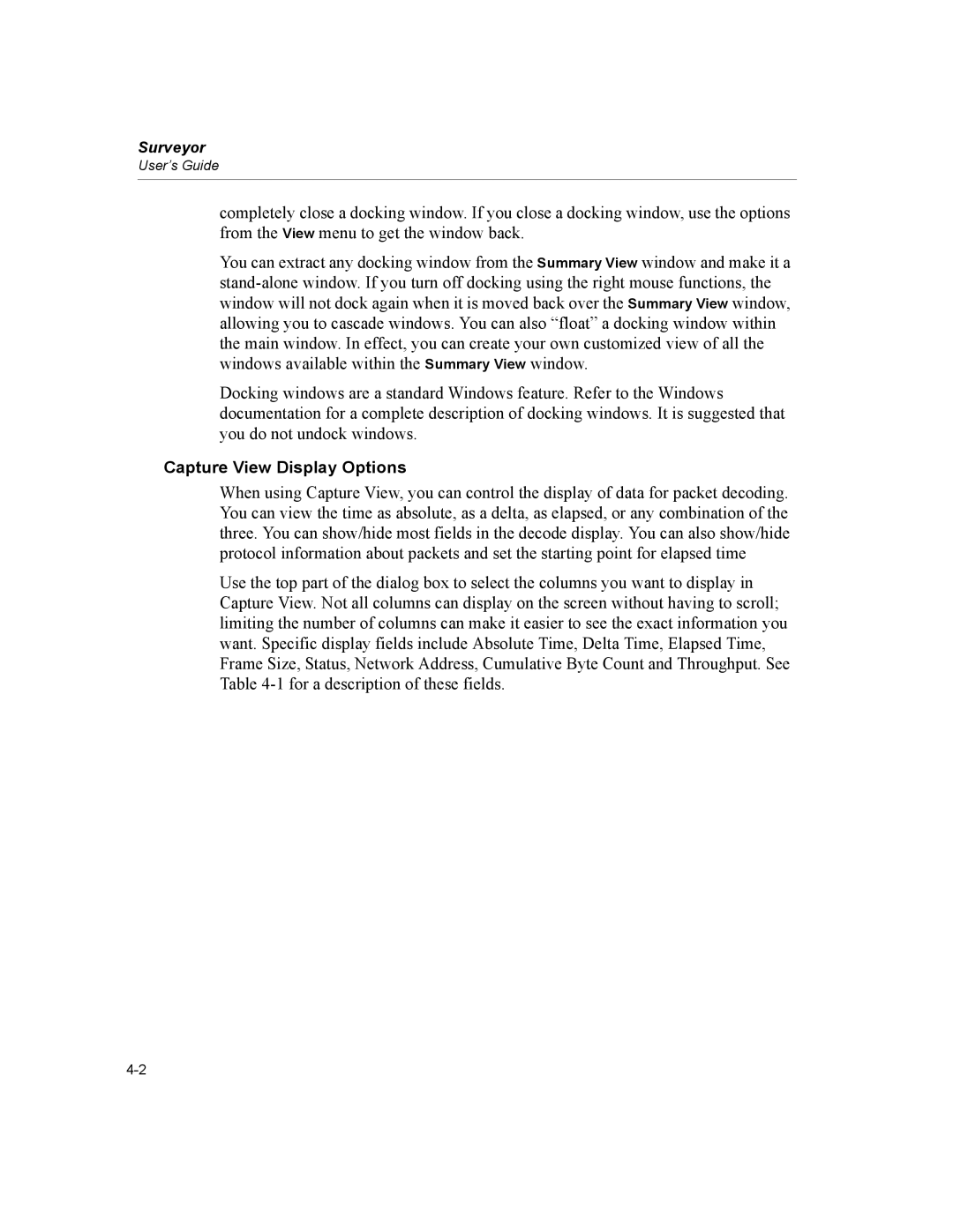 Finisar Surveyor manual Capture View Display Options 