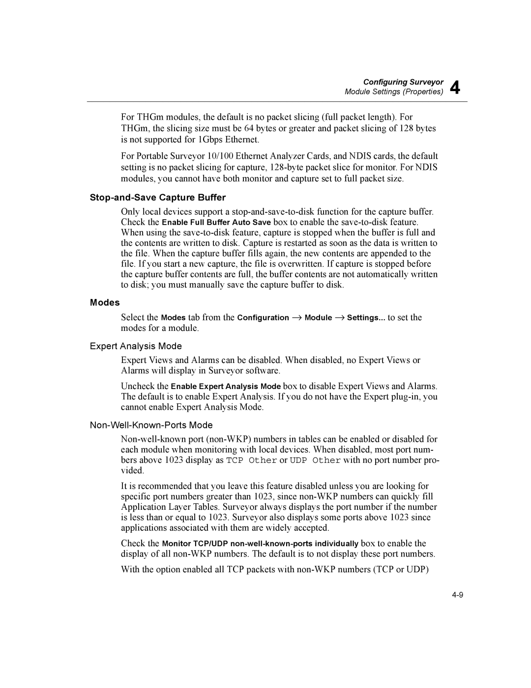 Finisar Surveyor manual Stop-and-Save Capture Buffer, Modes, Expert Analysis Mode, Non-Well-Known-Ports Mode 