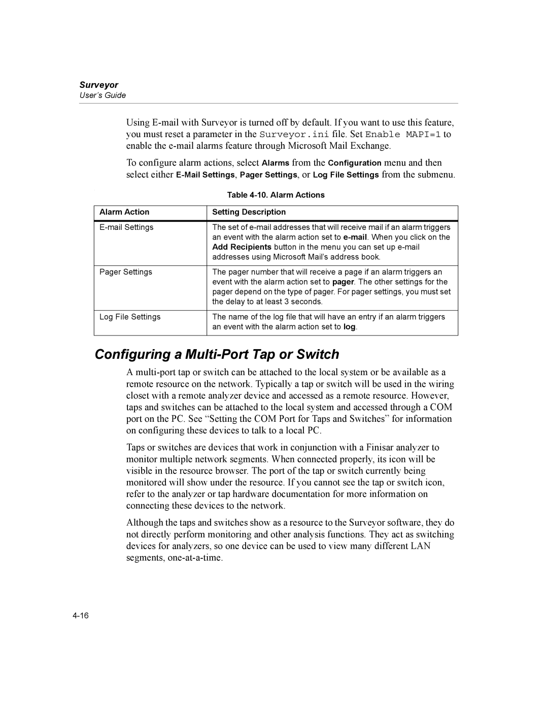 Finisar Surveyor manual Configuring a Multi-Port Tap or Switch 