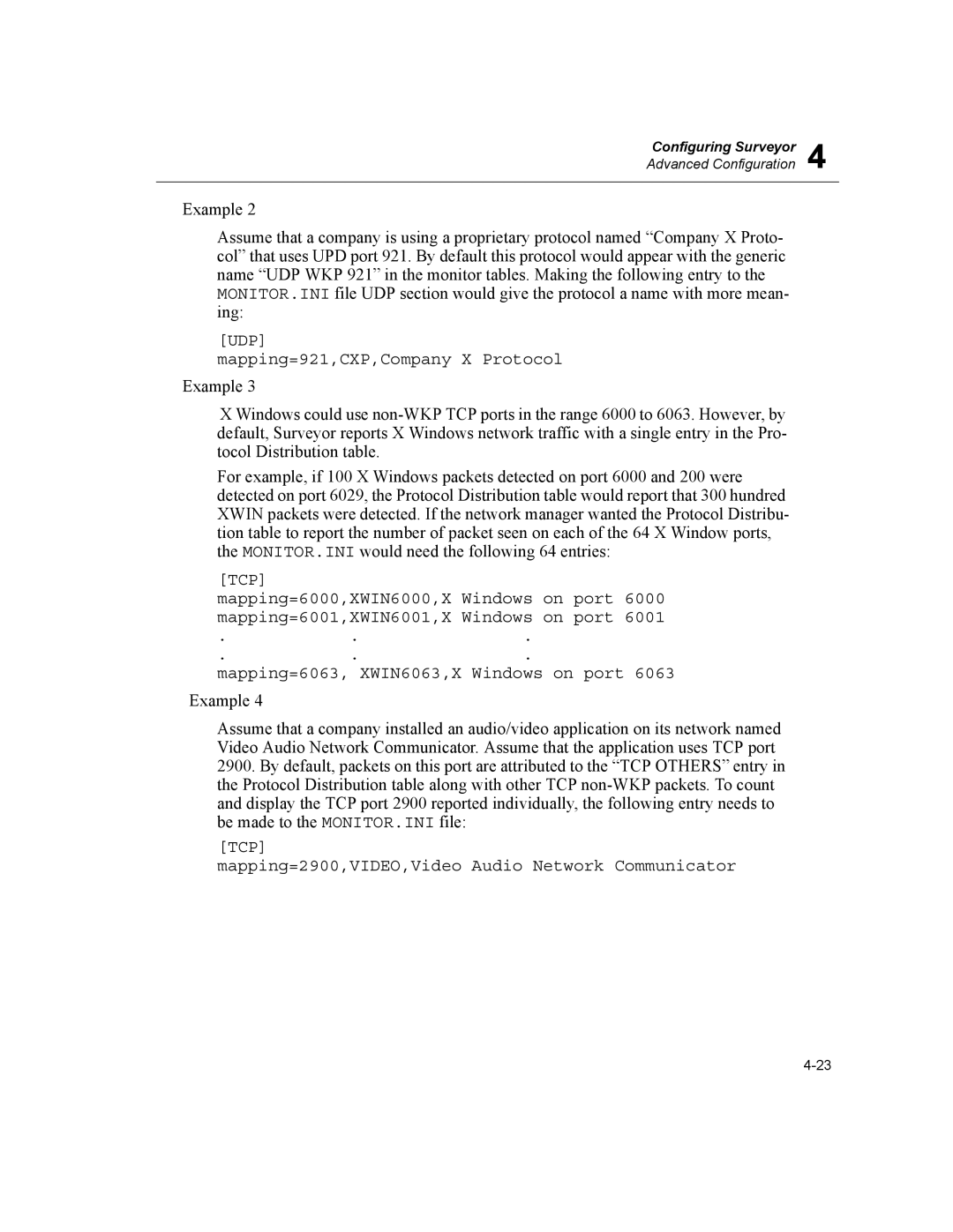 Finisar Surveyor manual Mapping=921,CXP,Company X Protocol, Mapping=6063, XWIN6063,X Windows on port 