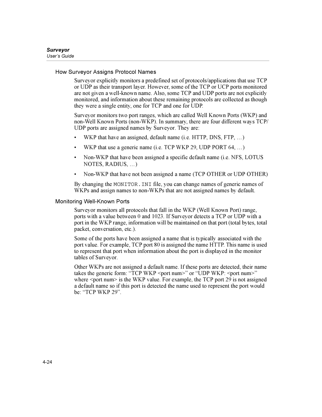 Finisar manual How Surveyor Assigns Protocol Names, Monitoring Well-Known Ports 