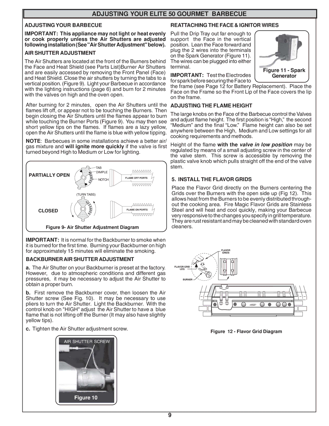 Fire Magic manual Adjusting Your Elite 50 Gourmet Barbecue 