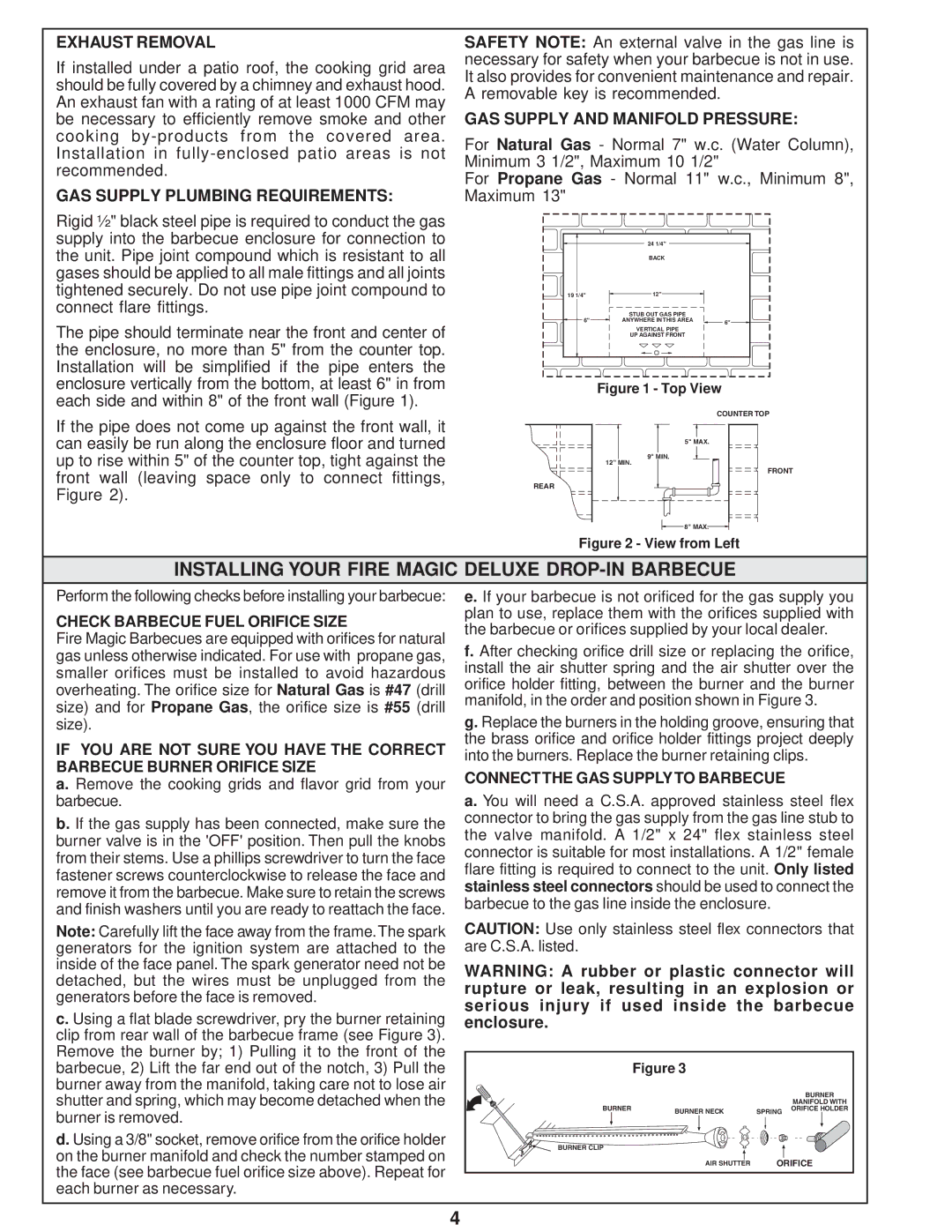 Fire Magic L-C2-01805 manual Installing Your Fire Magic Deluxe DROP-IN Barbecue, Exhaust Removal 