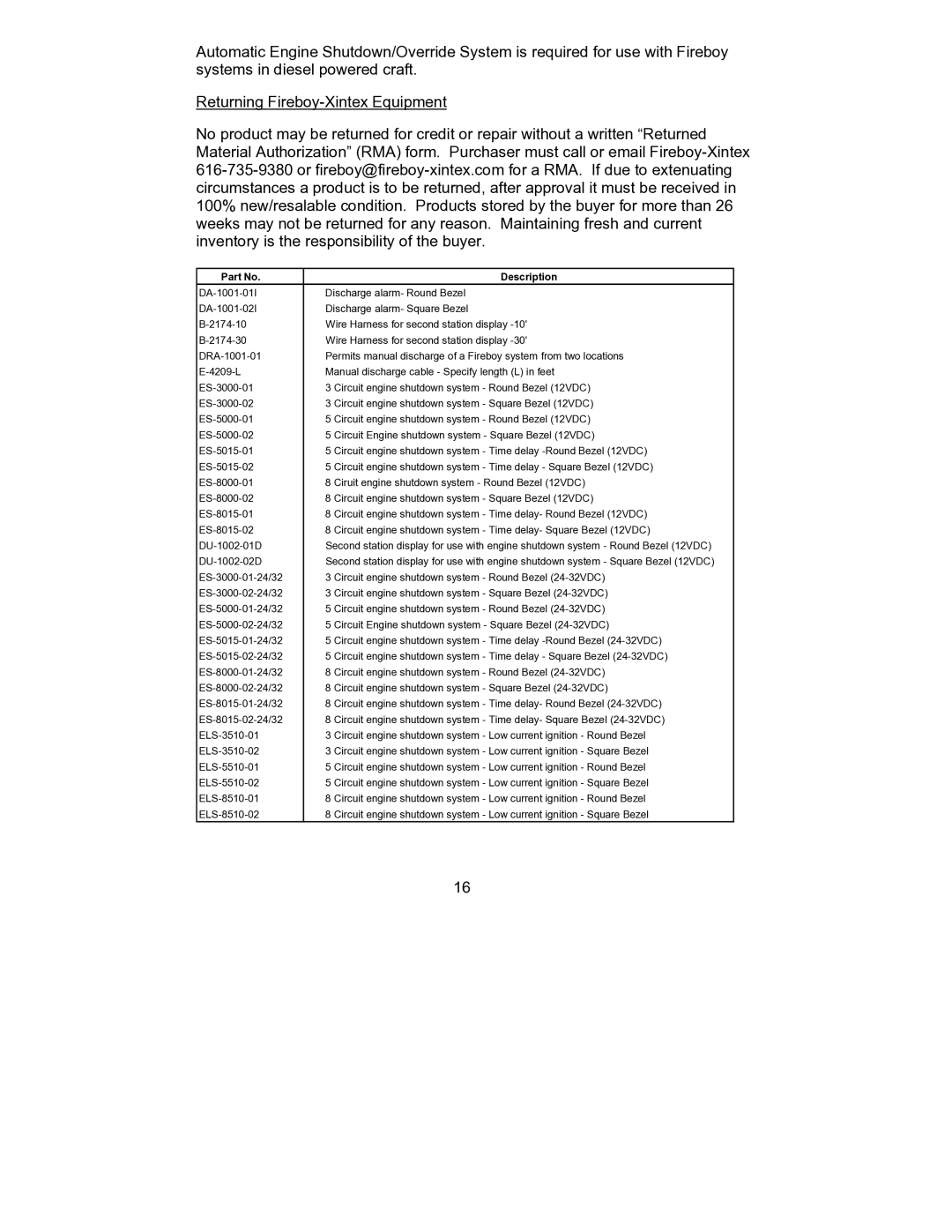 Fireboy- Xintex, LTD CG2, HFC-227ea, MA2 FE-241 owner manual Description 