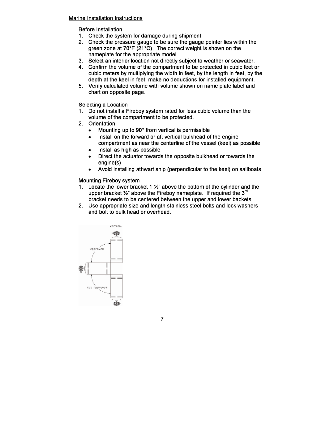 Fireboy- Xintex, LTD CG2 Marine Installation Instructions Before Installation, Check the system for damage during shipment 