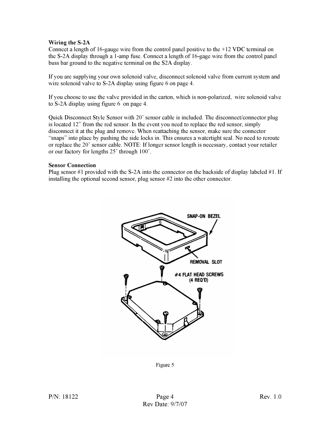 Fireboy- Xintex, LTD operation manual Wiring the S-2A, Sensor Connection 