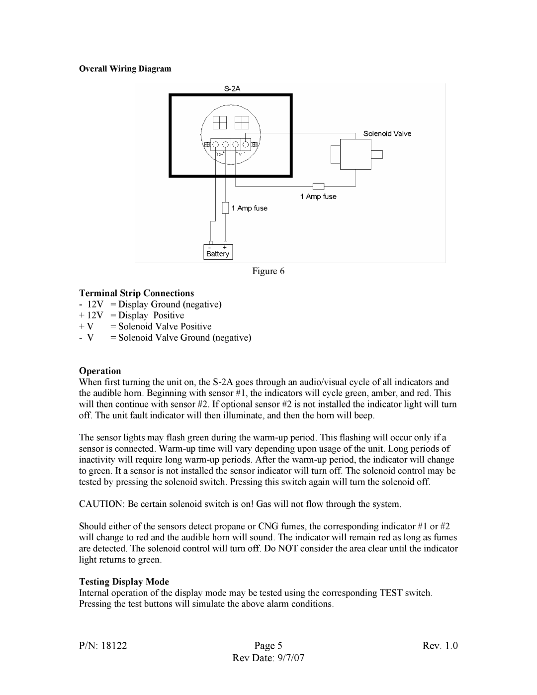 Fireboy- Xintex, LTD S-2A operation manual Terminal Strip Connections, Operation, Testing Display Mode 