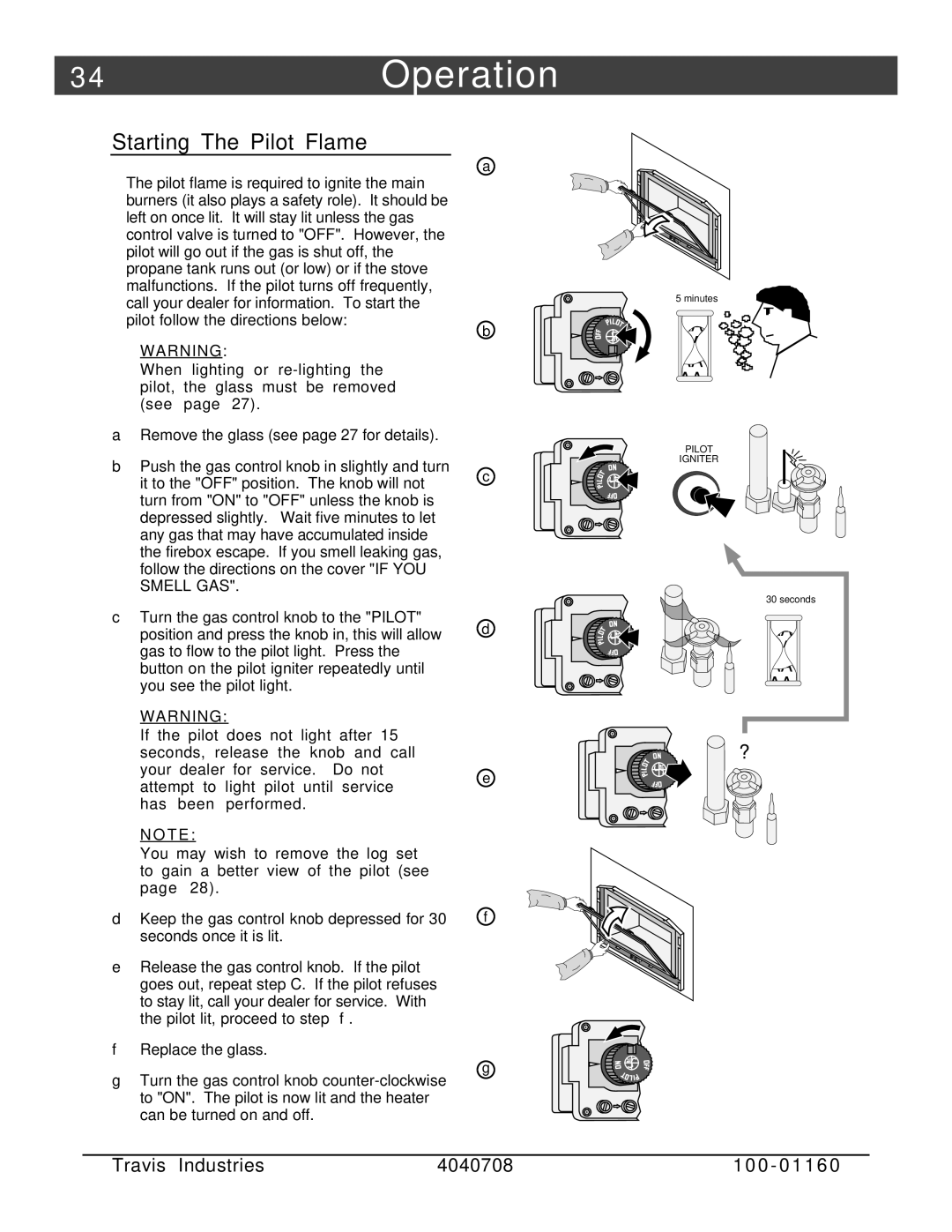 FireplaceXtrordinair 36 DV EFIII owner manual 4Operation, Starting The Pilot Flame 