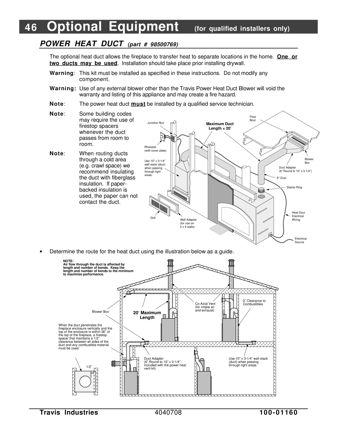 FireplaceXtrordinair 36 DV EFIII owner manual Power Heat Duct 