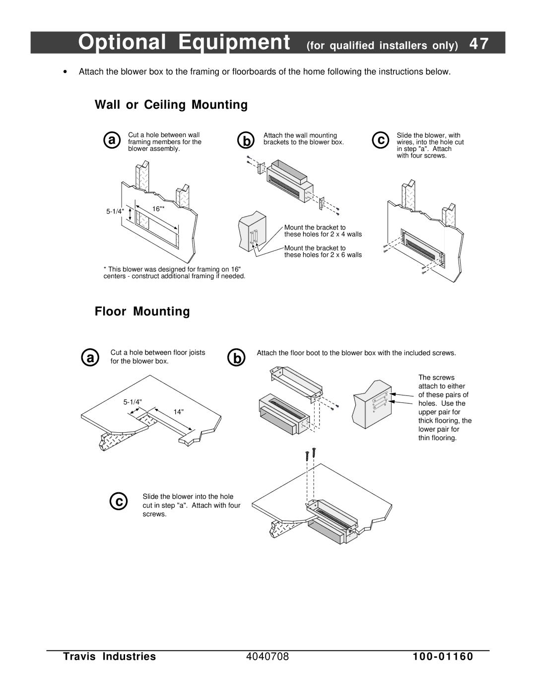 FireplaceXtrordinair 36 DV EFIII owner manual Wall or Ceiling Mounting 