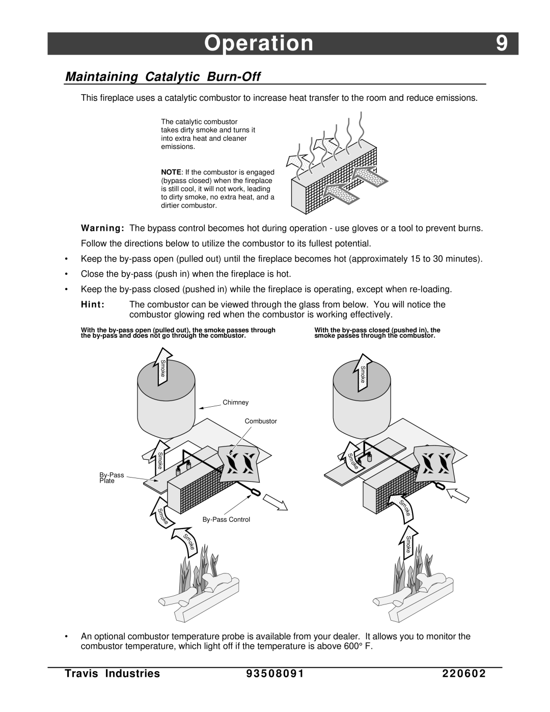 FireplaceXtrordinair 36-Elite owner manual Operation9, Maintaining Catalytic Burn-Off 