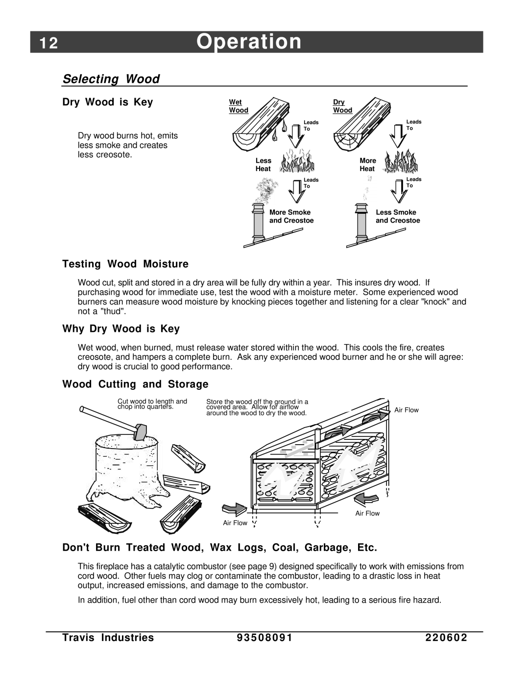 FireplaceXtrordinair 36-Elite owner manual 2Operation, Selecting Wood 