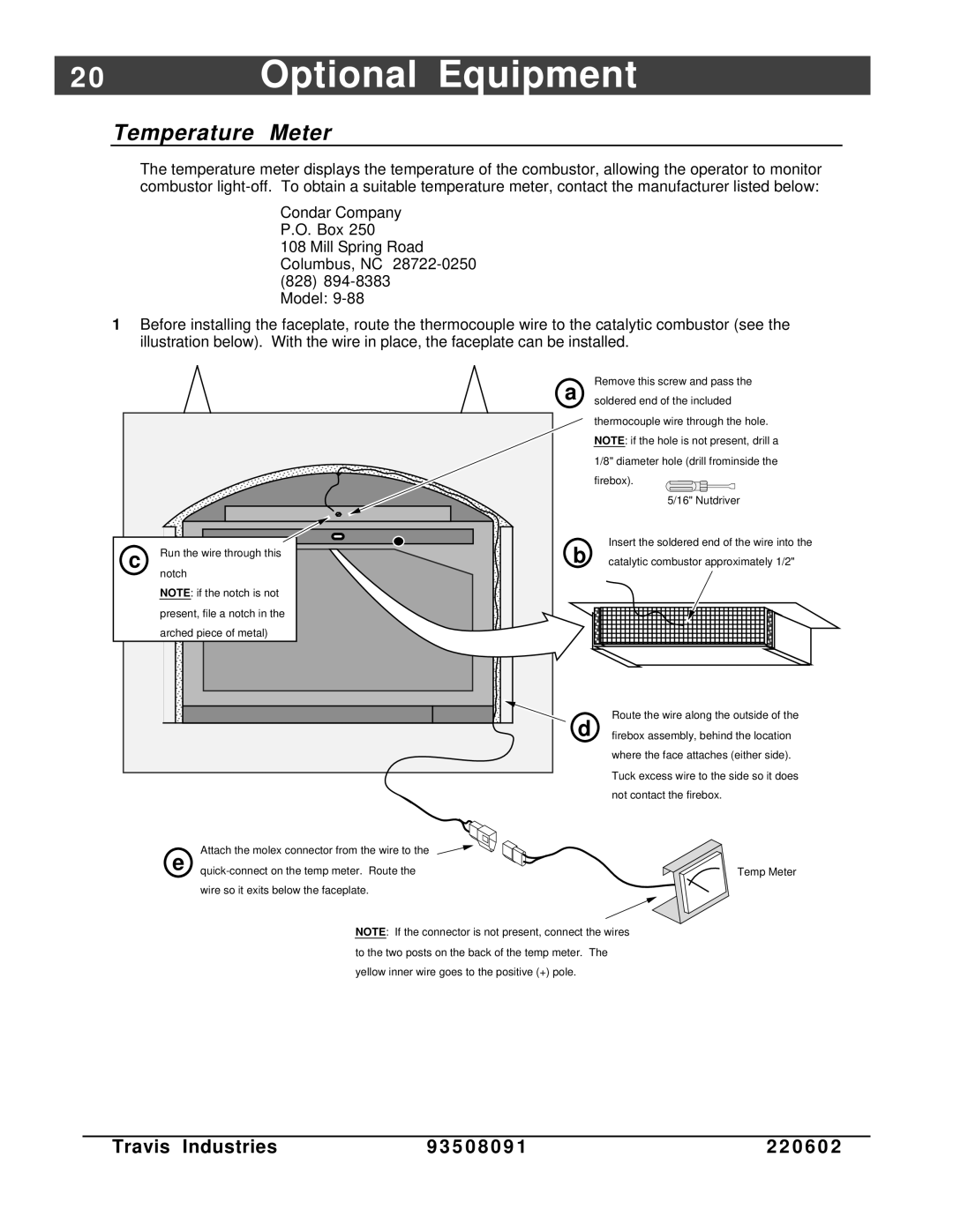 FireplaceXtrordinair 36-Elite owner manual 0Optional Equipment, Temperature Meter 