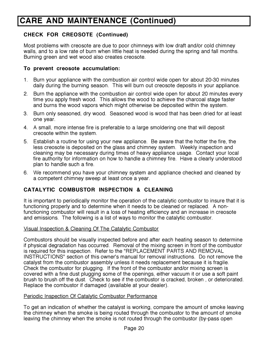 FireplaceXtrordinair 36A-BI, 36A-ZC manual Check for Creosote, To prevent creosote accumulation 
