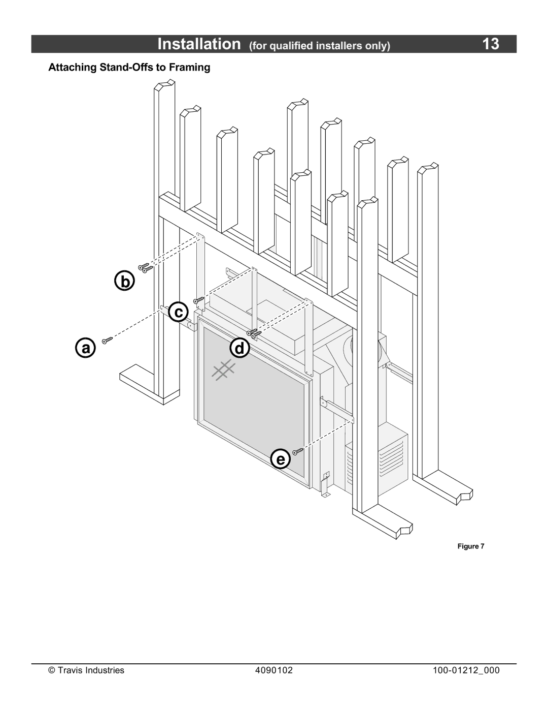 FireplaceXtrordinair 36CF installation manual Attaching Stand-Offs to Framing 