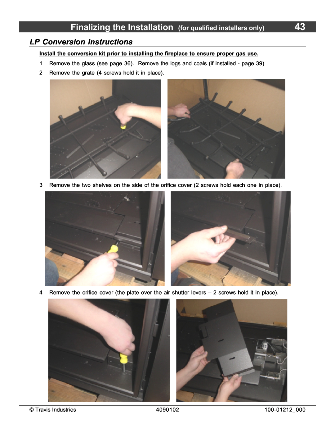 FireplaceXtrordinair 36CF installation manual LP Conversion Instructions 