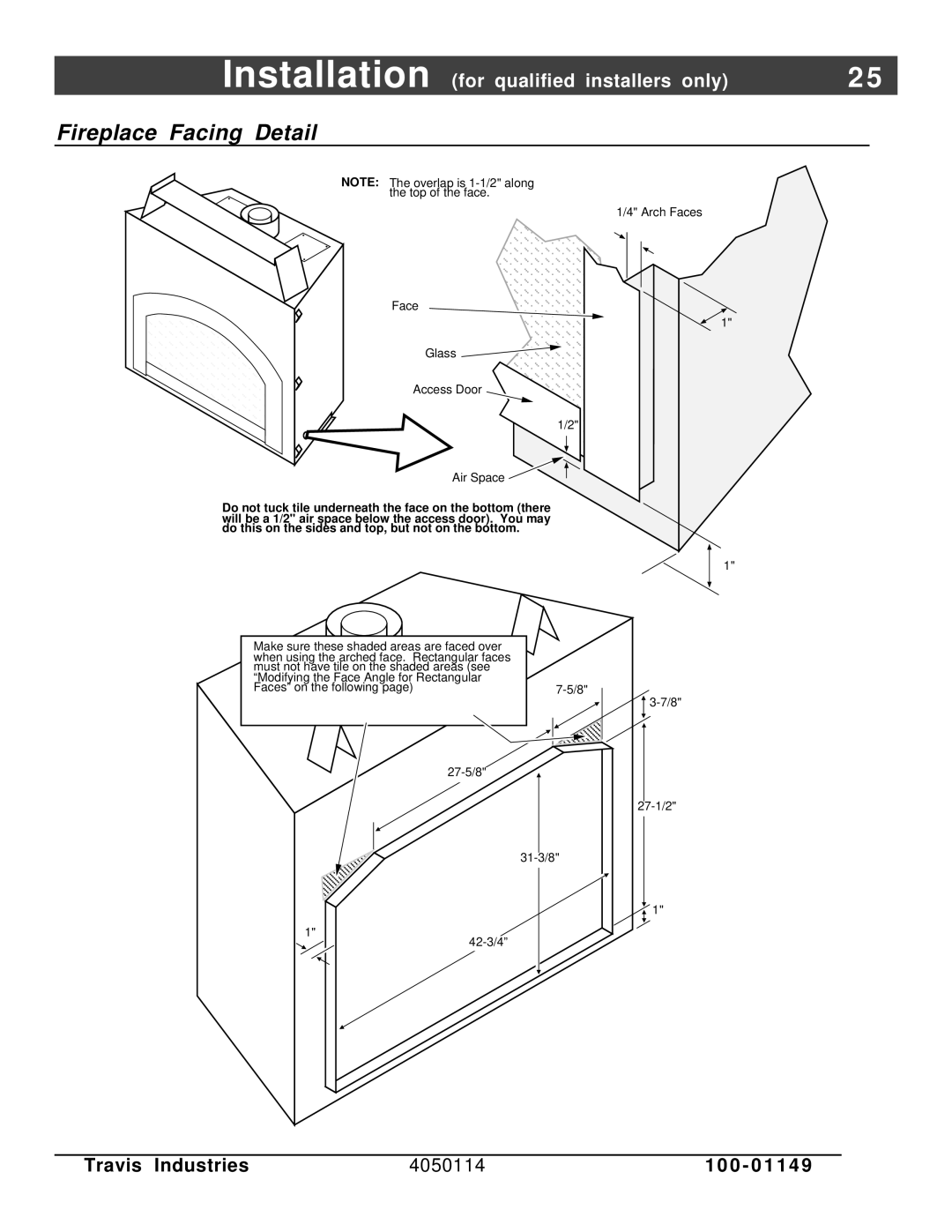 FireplaceXtrordinair 44 DV XXL EF manual Fireplace Facing Detail 