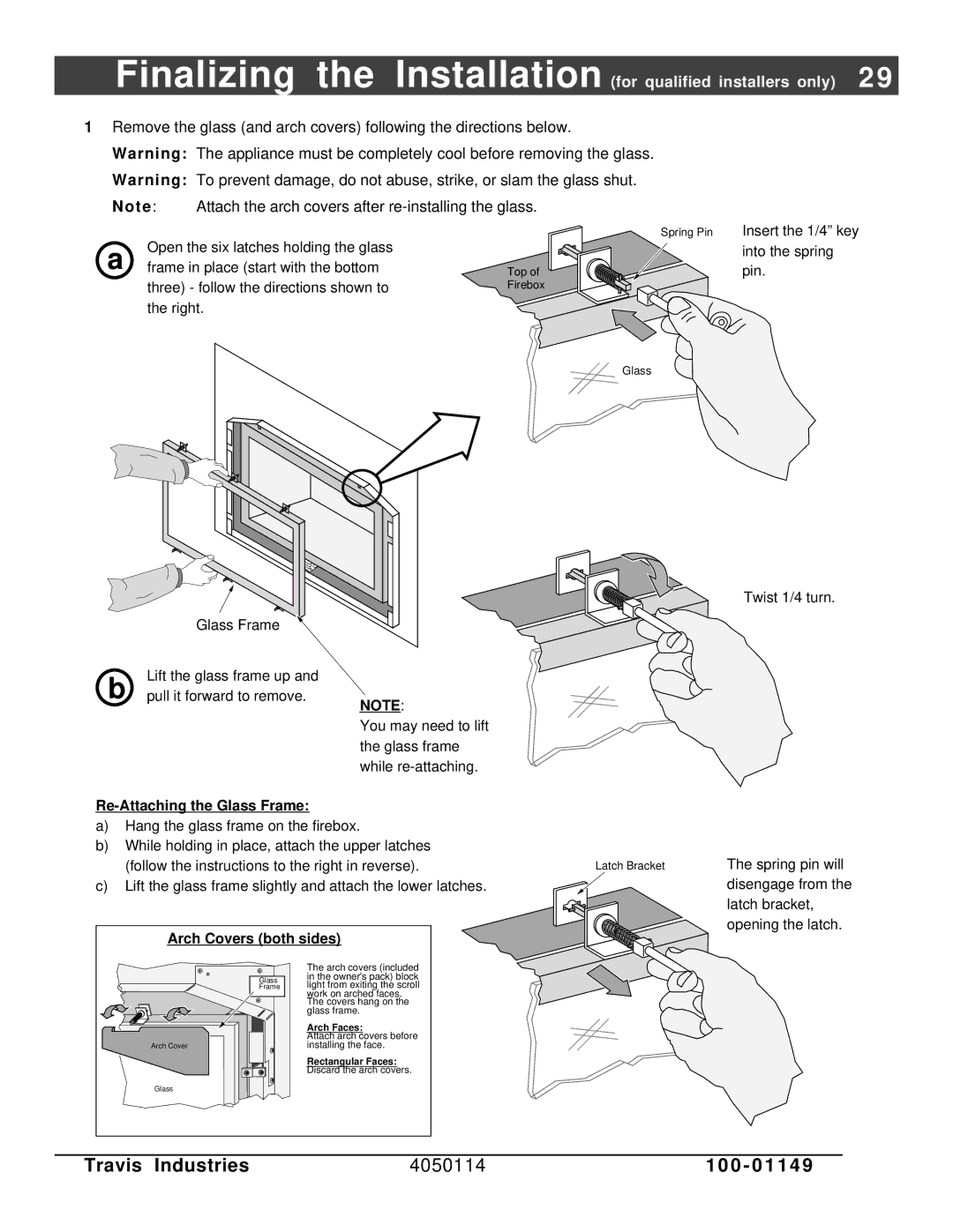 FireplaceXtrordinair 44 DV XXL EF manual Re-Attaching the Glass Frame, Arch Covers both sides 