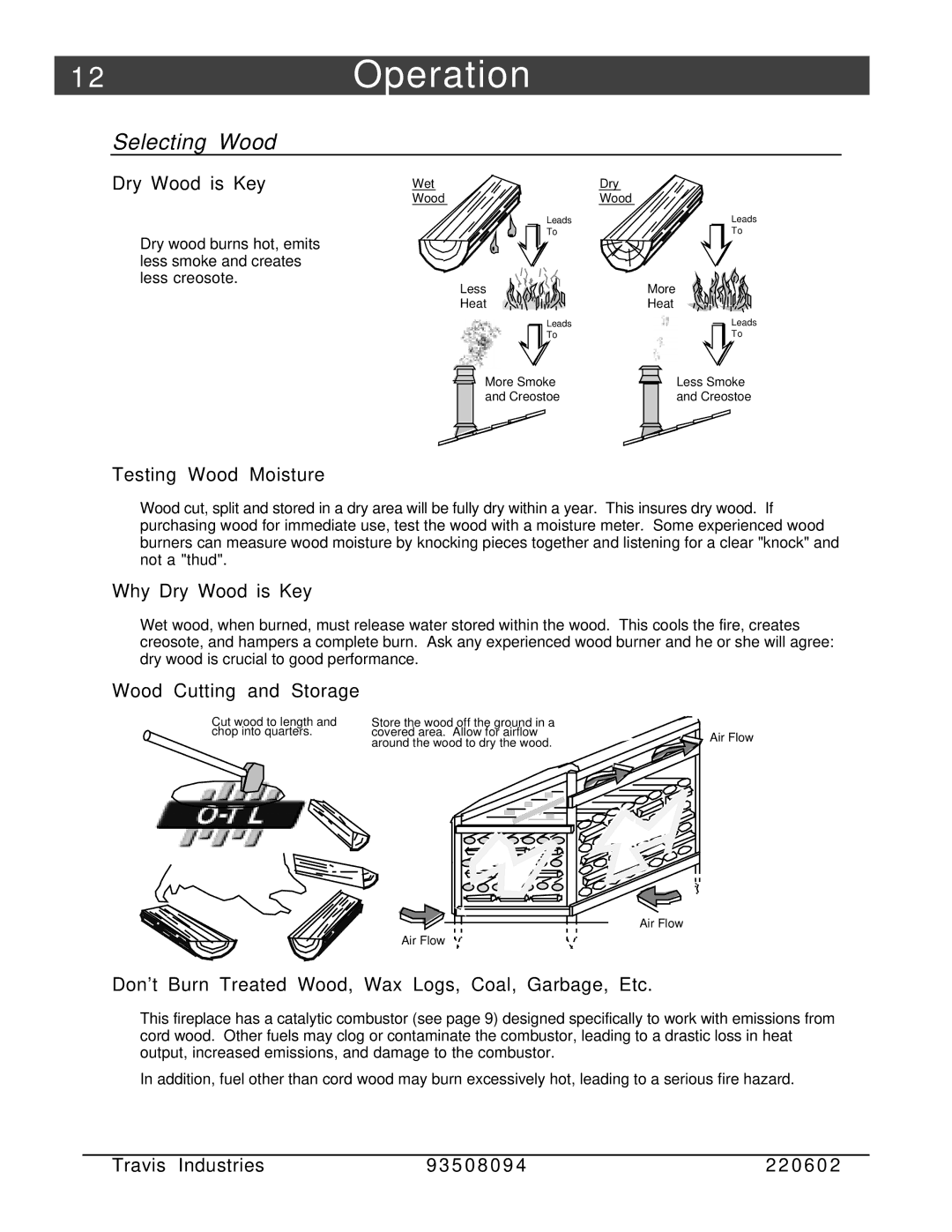 FireplaceXtrordinair 44-Elite owner manual 2Operation, Selecting Wood 