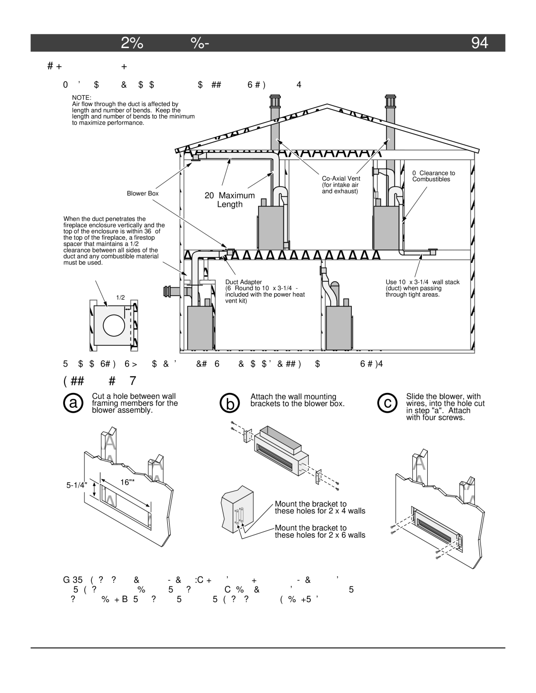 FireplaceXtrordinair 864 HH installation manual Duct Installation Instructions, Length 