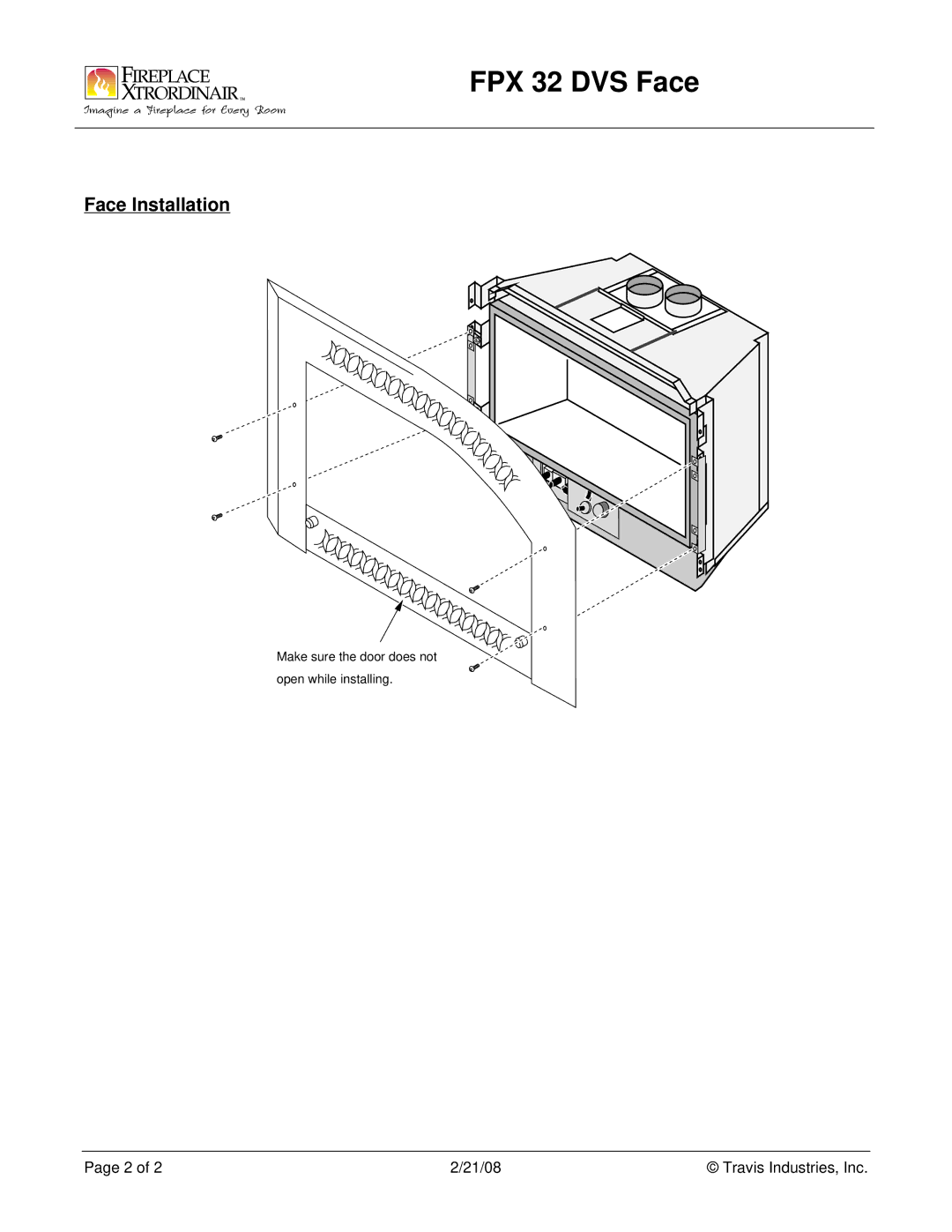 FireplaceXtrordinair FPX 32 manual Face Installation 