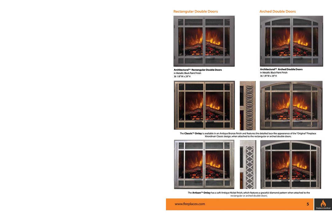 FireplaceXtrordinair 564 E, FPX 564 warranty Rectangular Double Doors, Arched Double Doors 