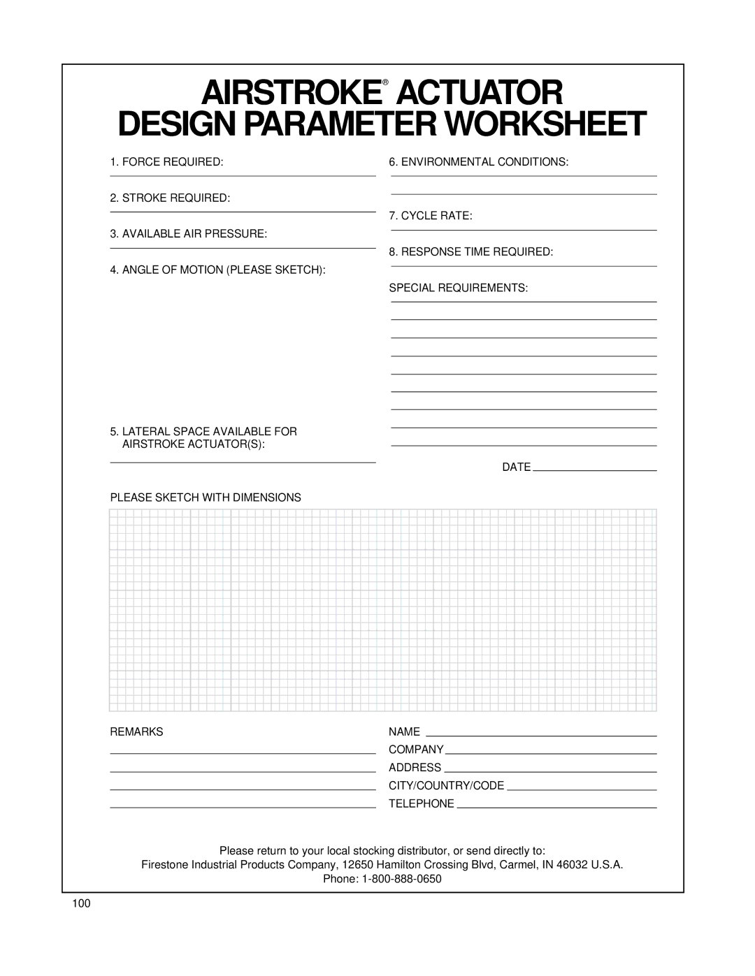 Firestone EMDG198 manual Airstroke Actuator Design Parameter Worksheet 