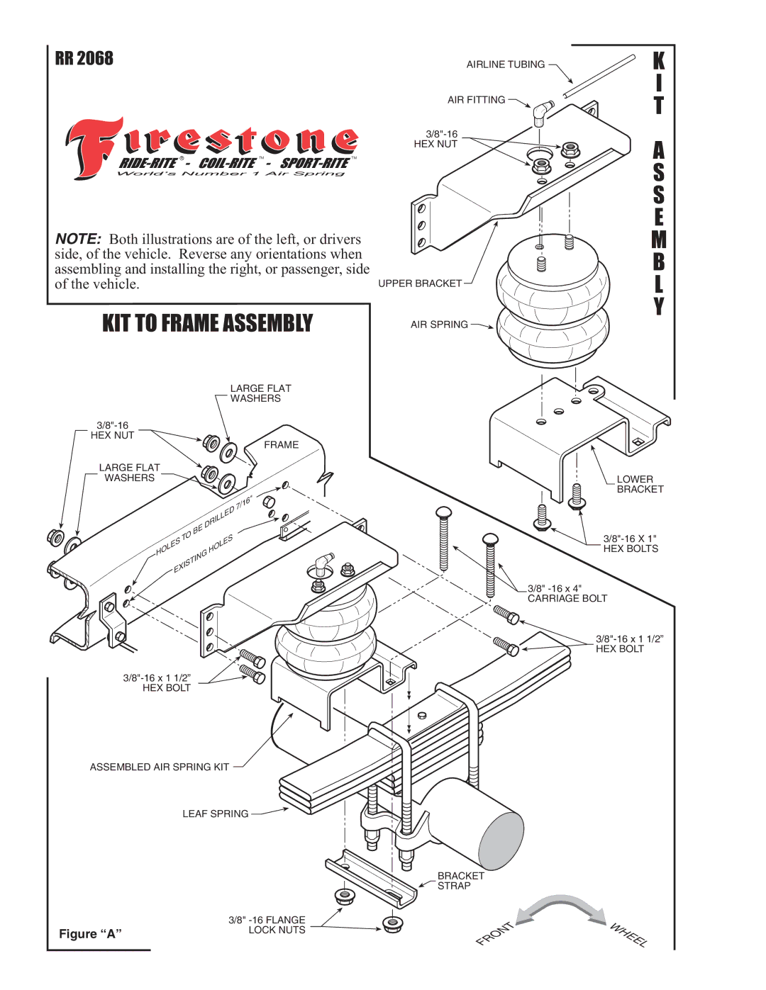 Firestone rr 2068 manual KIT to Frame Assembly 