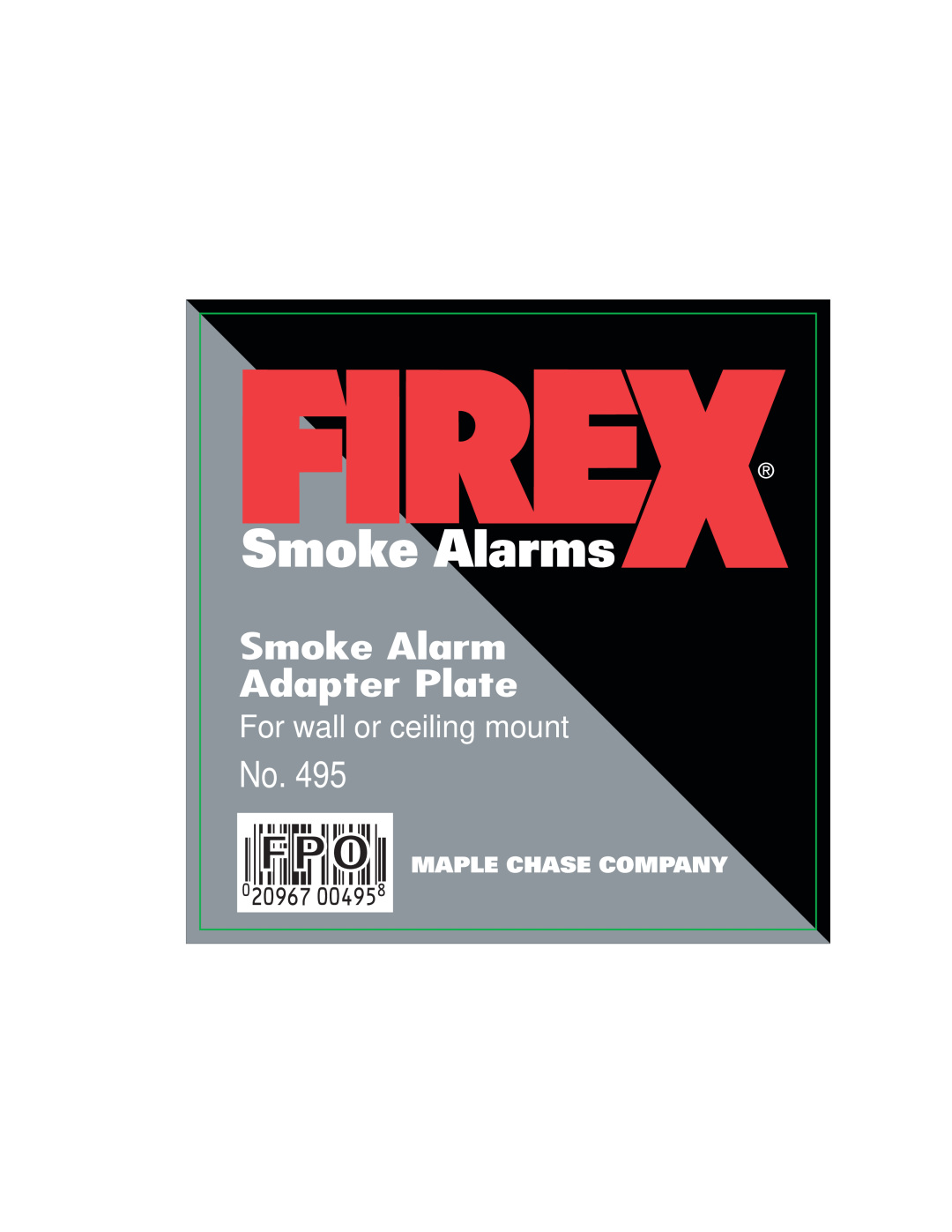Firex manual Smoke Alarms, Adapter Plate, For wall or ceiling mount, 020967 00495, Maple Chase Company 