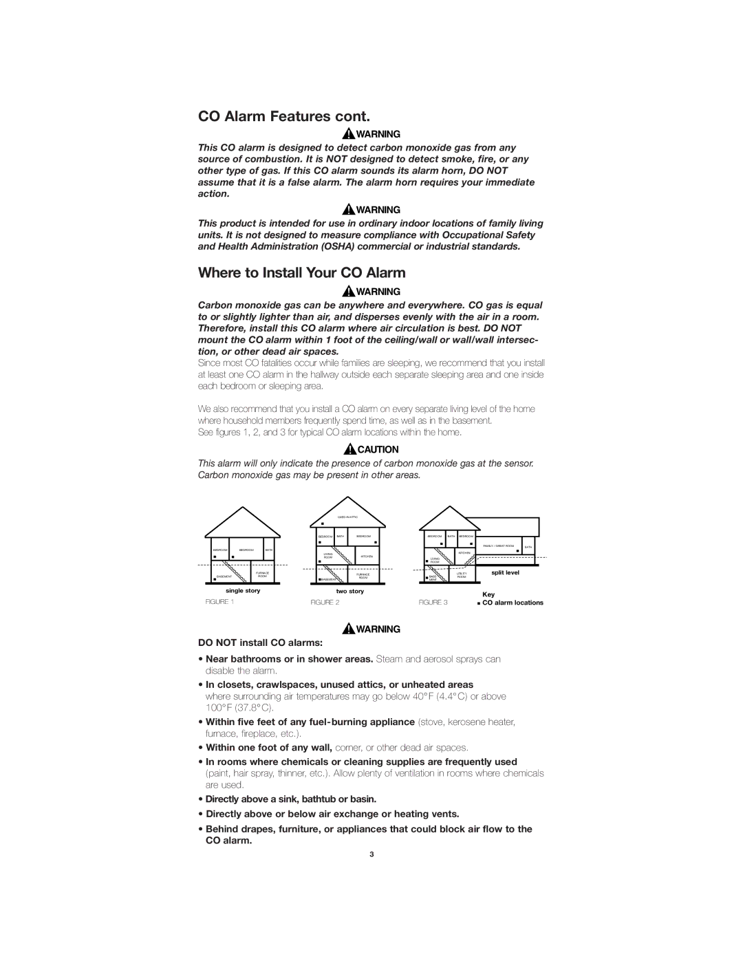 Firex COQ3, COQ6 owner manual Where to Install Your CO Alarm 