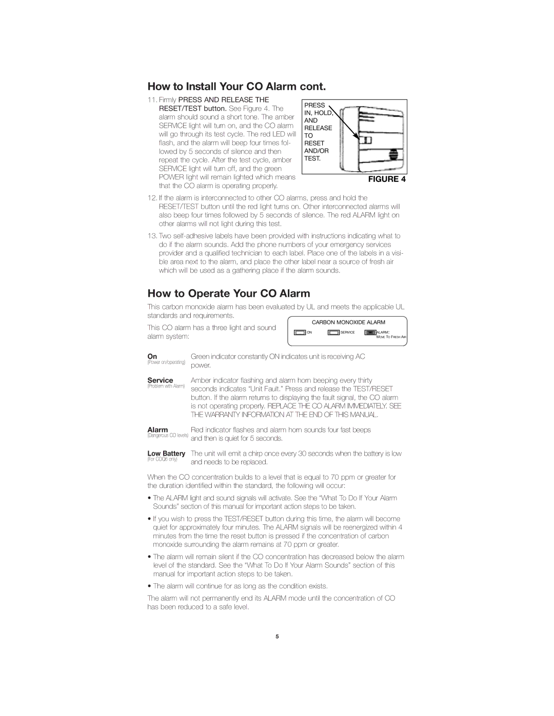 Firex COQ3, COQ6 owner manual How to Operate Your CO Alarm, Service 