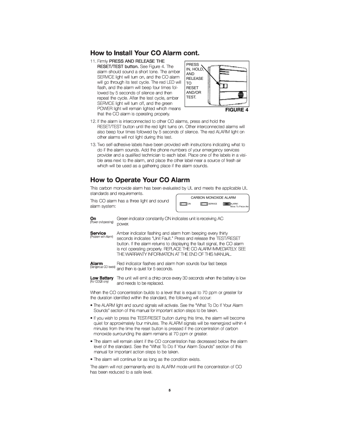 Firex COQ3, COQ6 owner manual How to Install Your CO Alarm cont, How to Operate Your CO Alarm, Service 