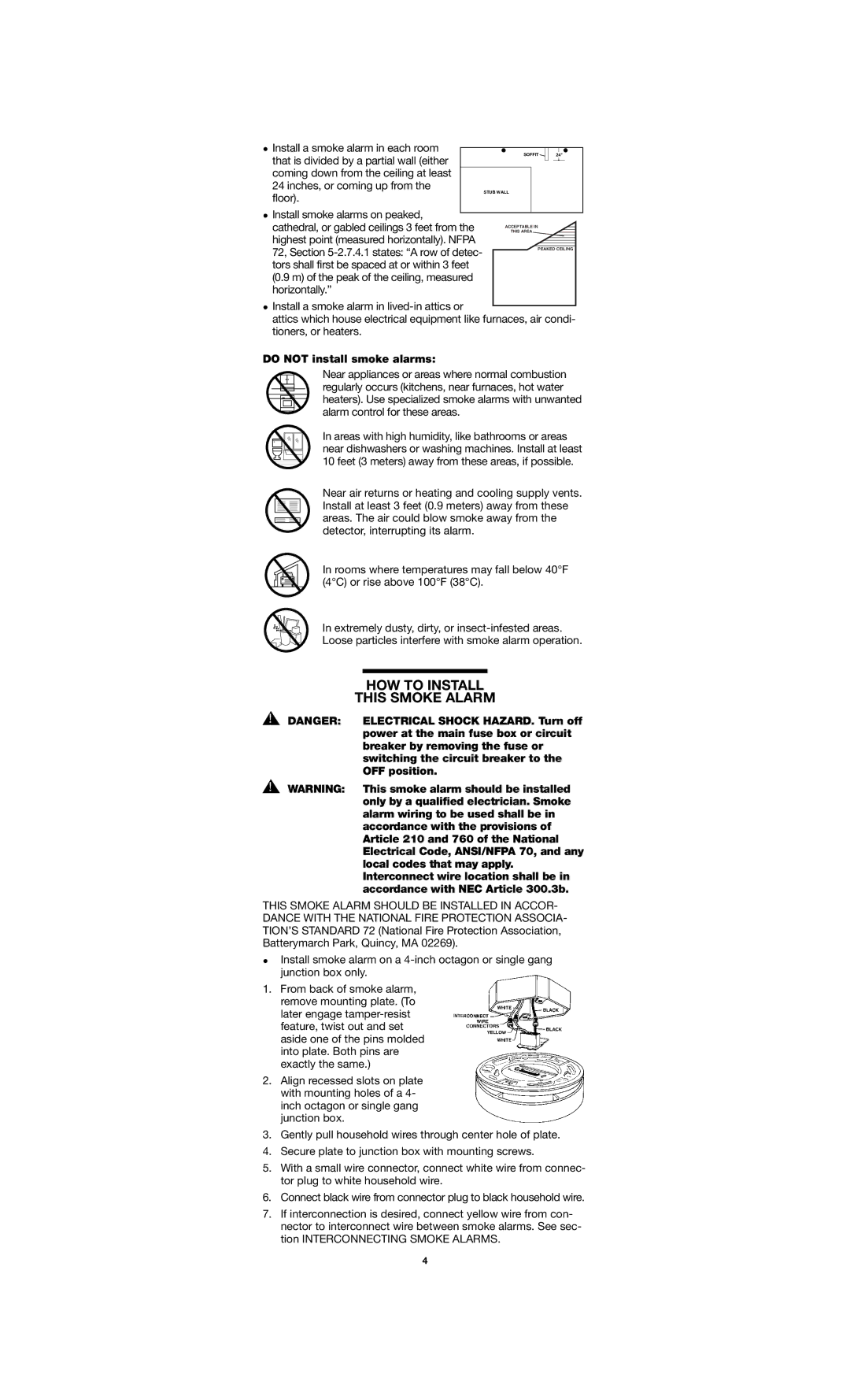 Firex FADC manual HOW to Install This Smoke Alarm, Do not install smoke alarms 