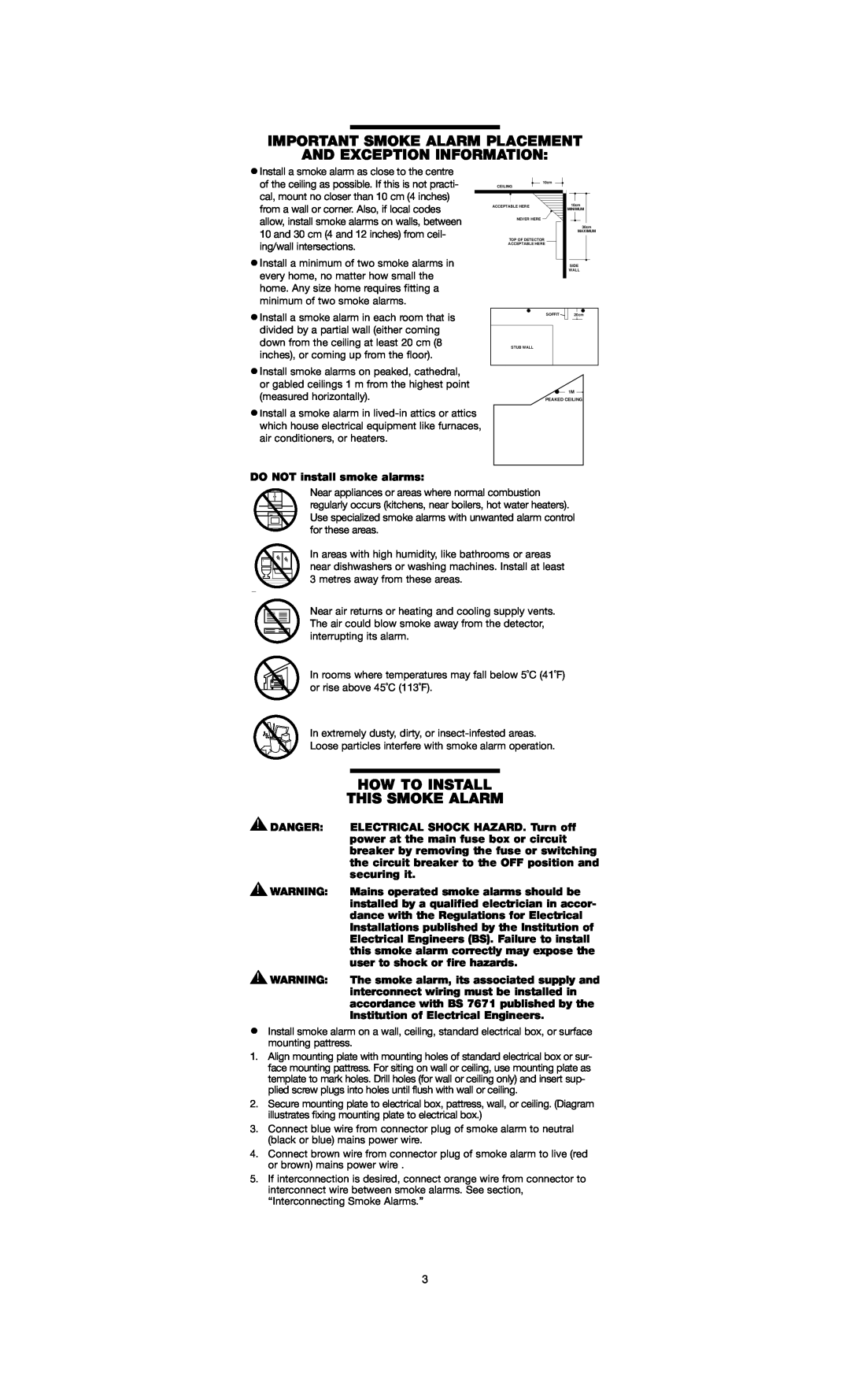 Firex PAD240, PG240 Important Smoke Alarm Placement And Exception Information, How To Install, This Smoke Alarm, Danger 