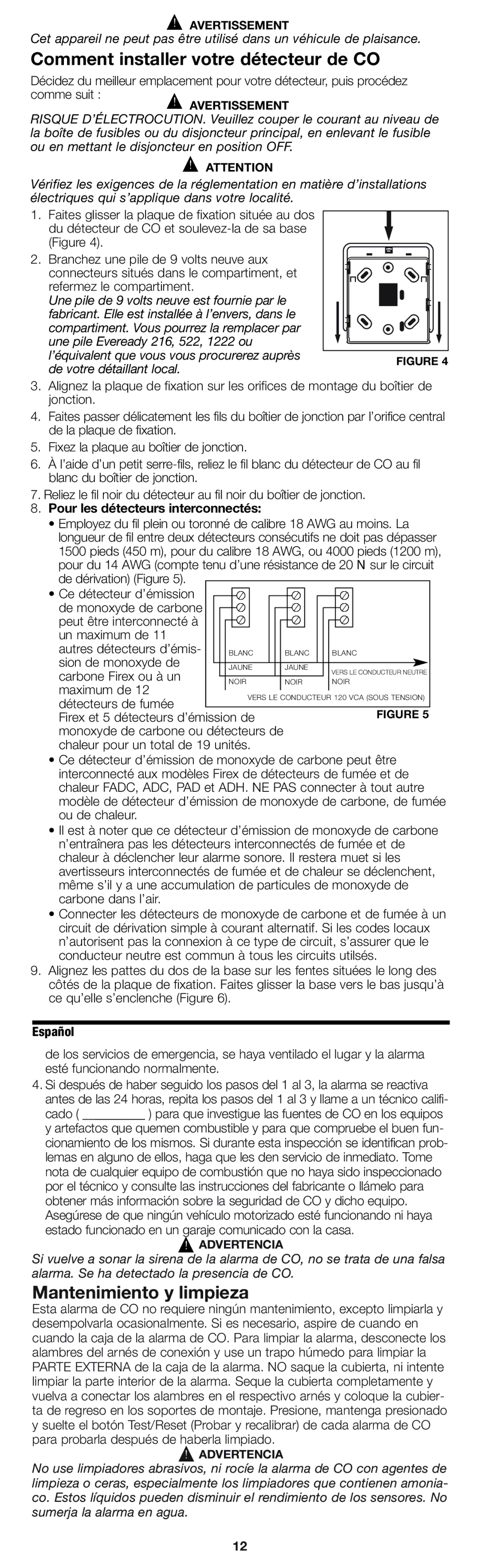 Firex pmn Comment installer votre détecteur de CO, Mantenimiento y limpieza, Pour les détecteurs interconnectés 