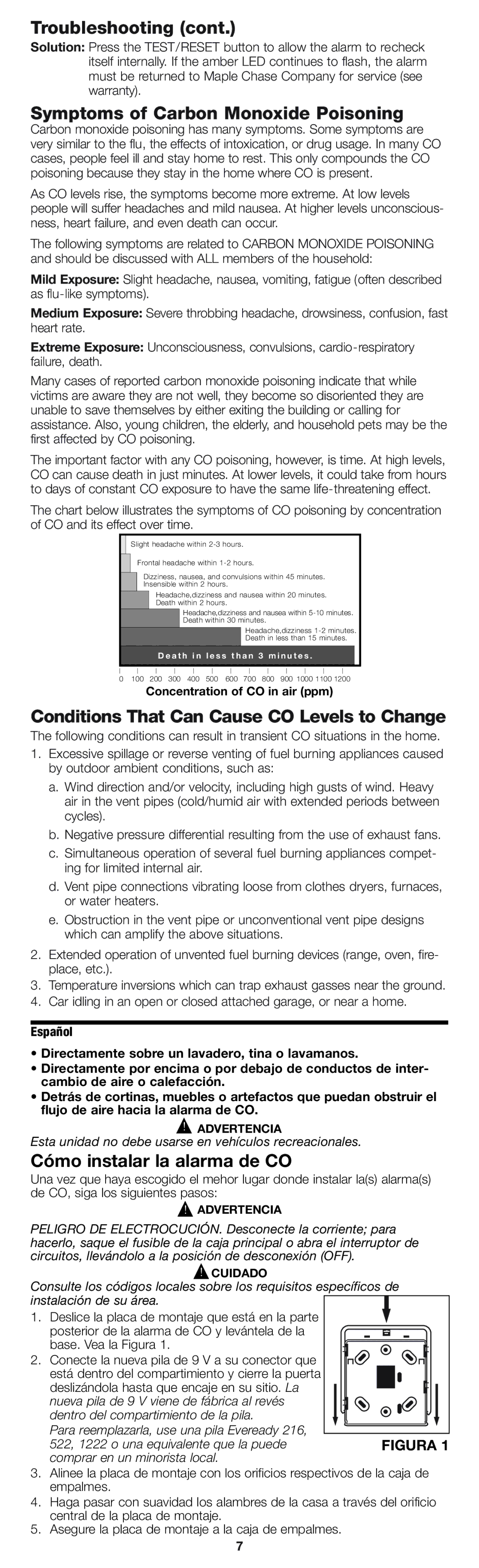 Firex pmn owner manual Symptoms of Carbon Monoxide Poisoning, Conditions That Can Cause CO Levels to Change 