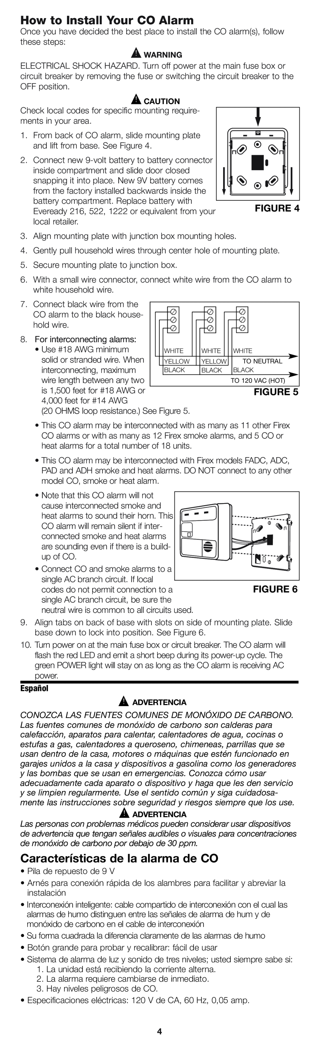 Firex pmn owner manual How to Install Your CO Alarm, Características de la alarma de CO 