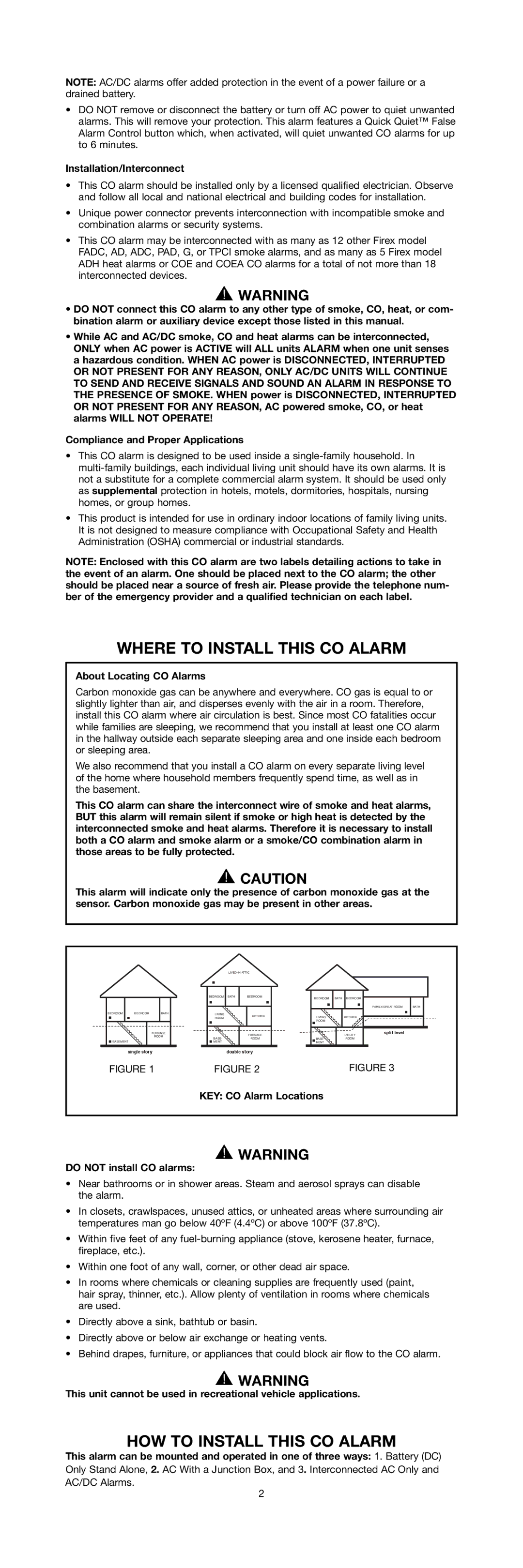 Firex SERIES 10000 specifications Where to Install this CO Alarm, HOW to Install this CO Alarm, Installation/Interconnect 