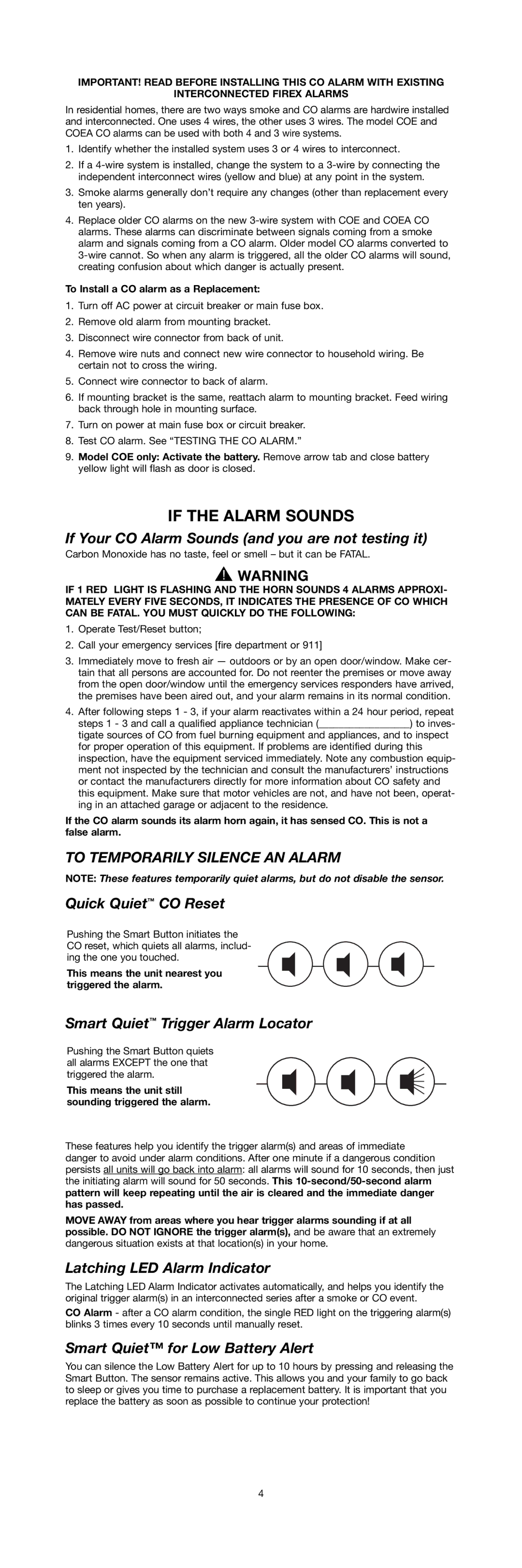 Firex SERIES 10000 specifications If the Alarm Sounds, To Temporarily Silence AN Alarm 