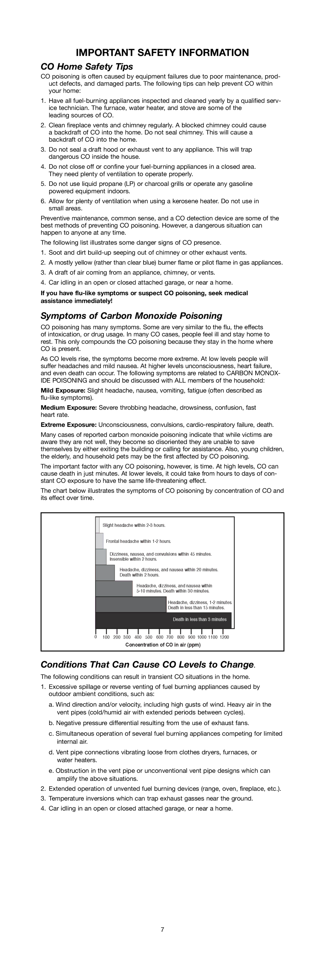 Firex SERIES 10000 specifications Important Safety Information, CO Home Safety Tips, Symptoms of Carbon Monoxide Poisoning 