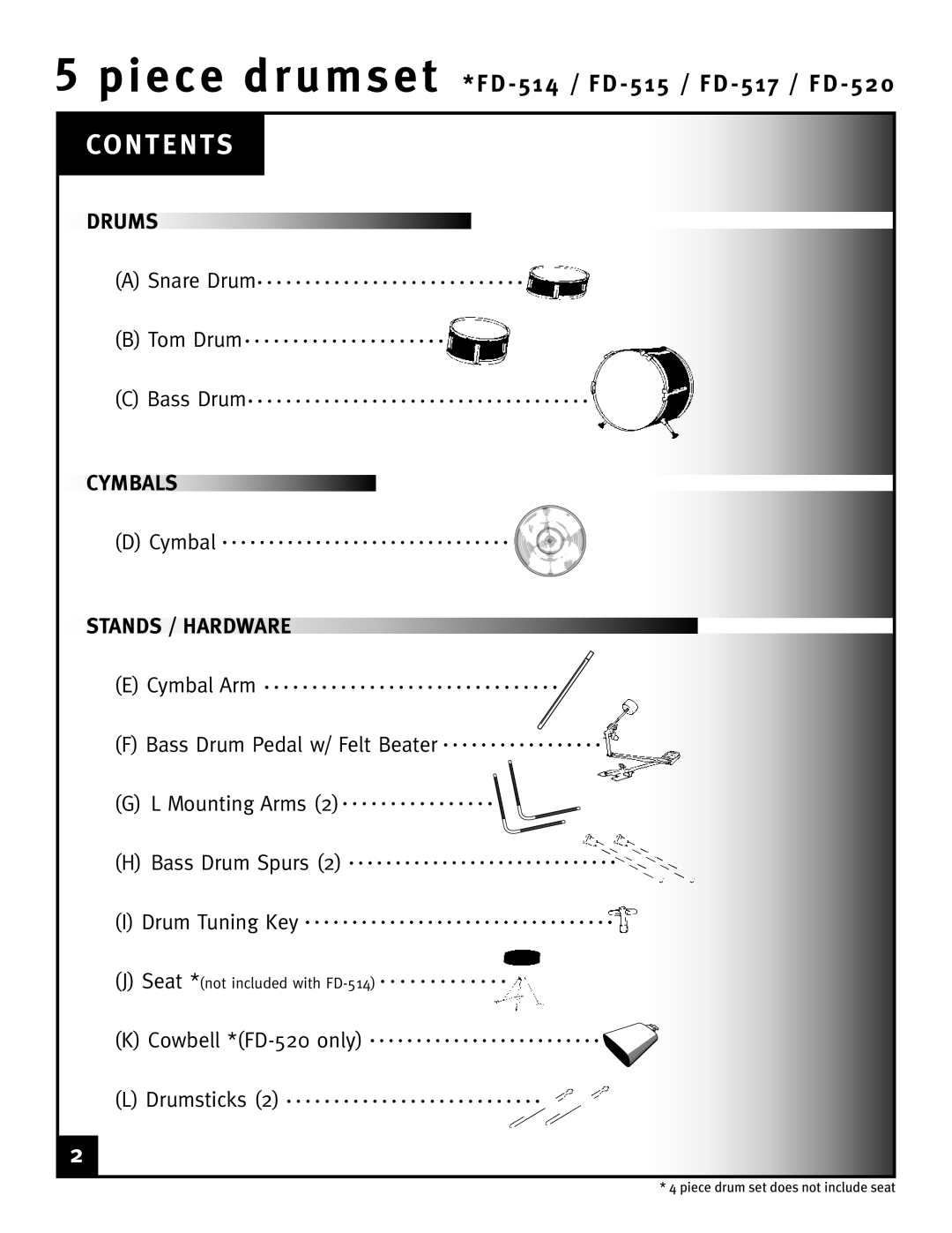 First Act FD-514, FD-517, FD-520, FD-515 manual Contents 