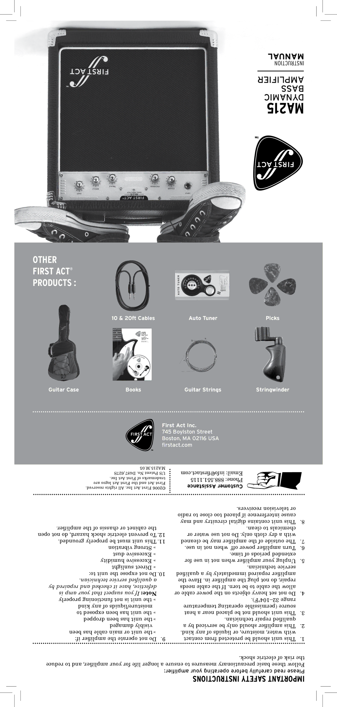 First Act MA215 important safety instructions Manual 