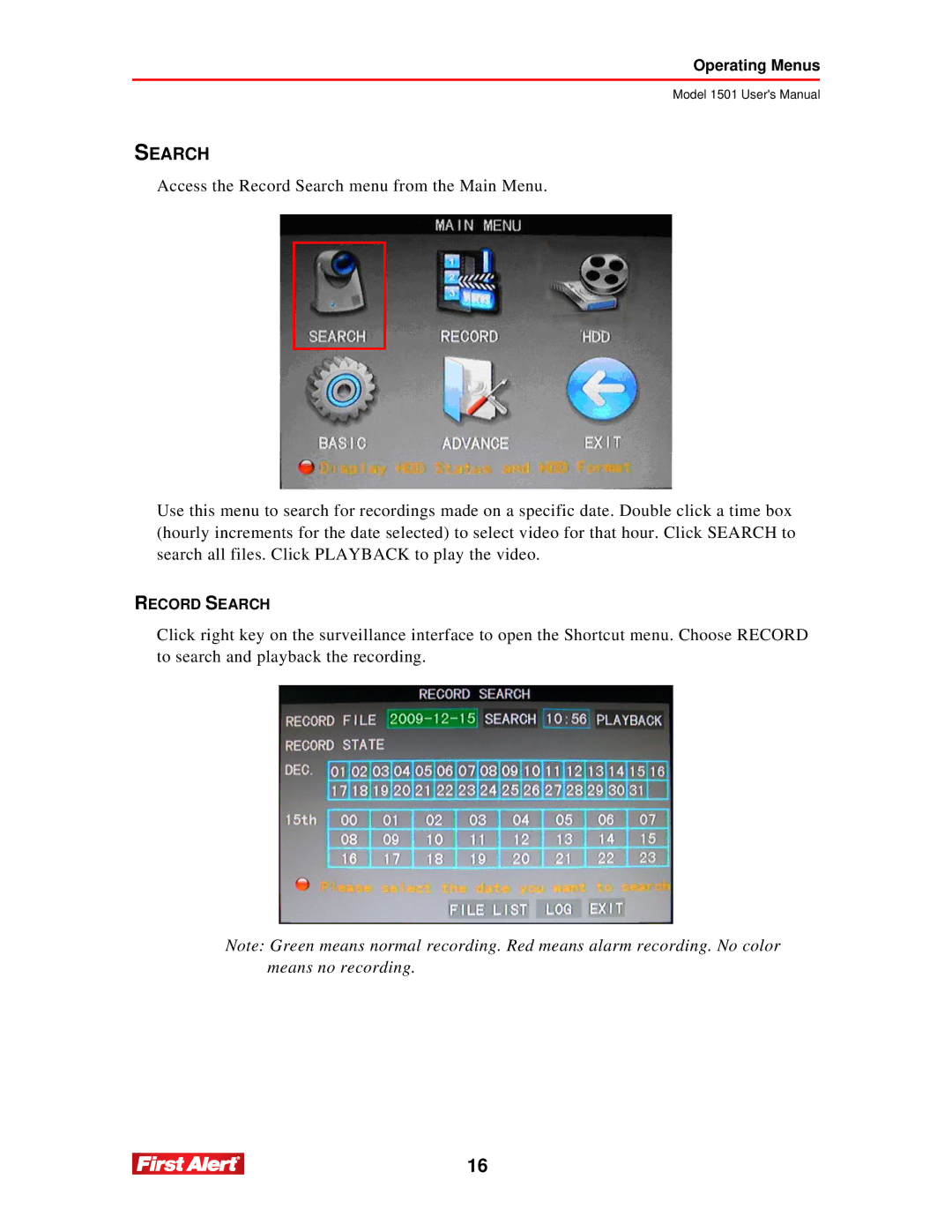 First Alert 1501 user manual Search 