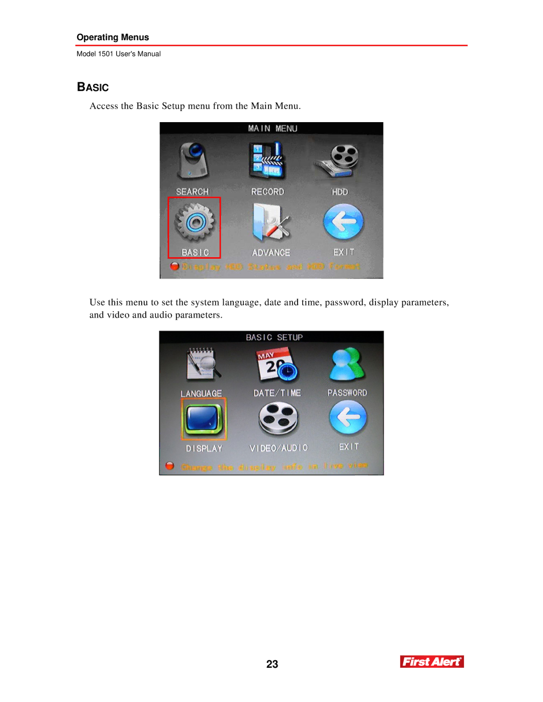 First Alert 1501 user manual Basic 