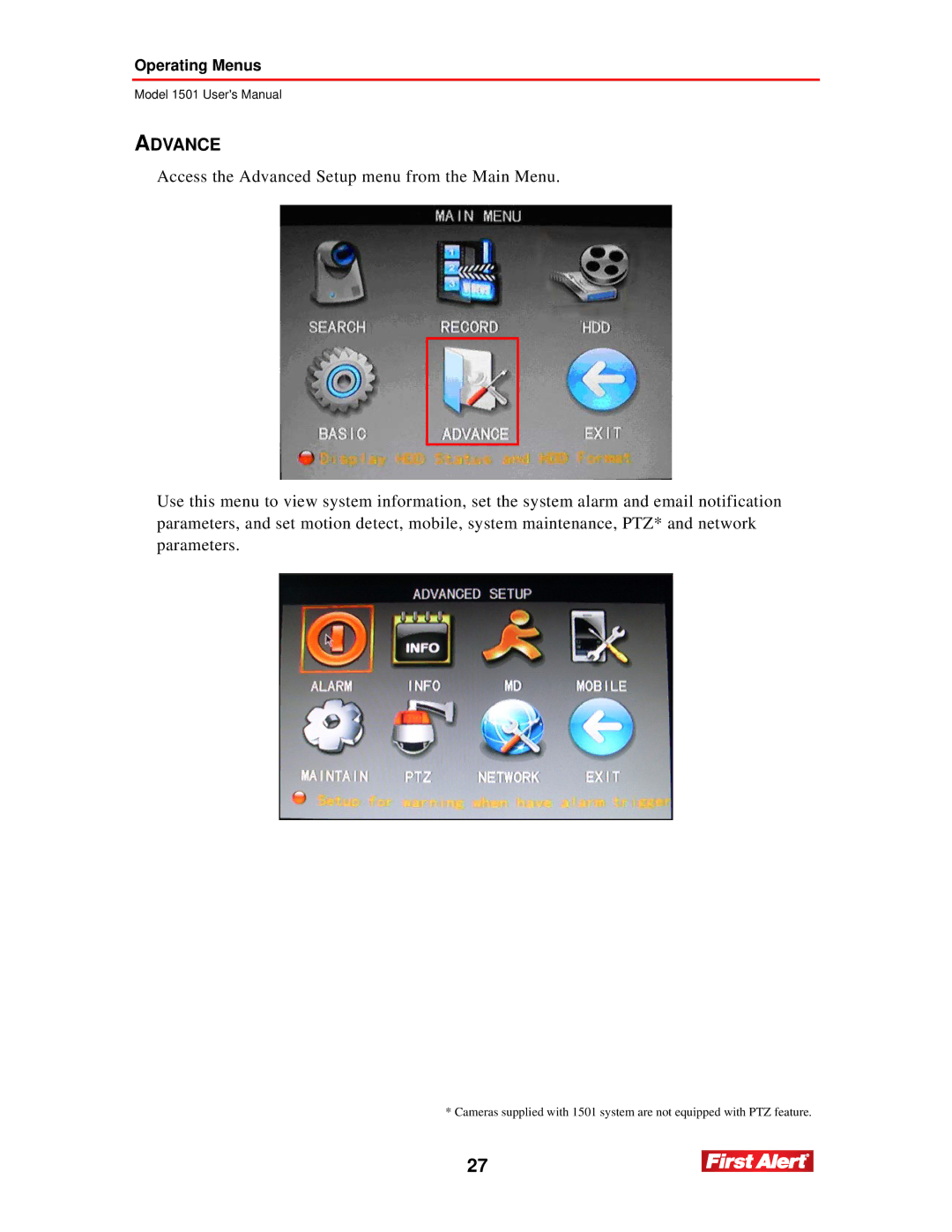 First Alert 1501 user manual Advance 